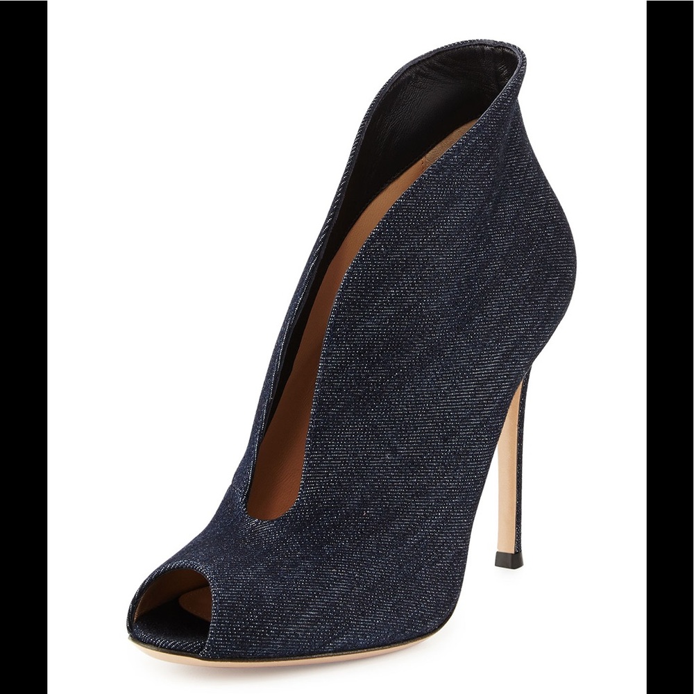Gianvito Rossi Ankle Boots Heels Blue Denim Vamp US 5 1/2